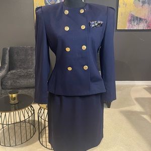 Kasper Navy blue vintage skirt set